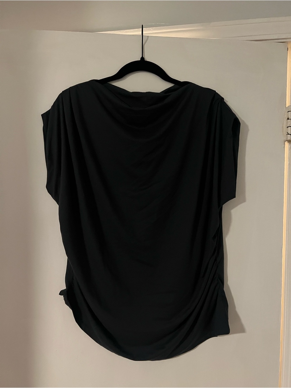 H&M Navy Blue Draped Short Sleeve Tunic Top